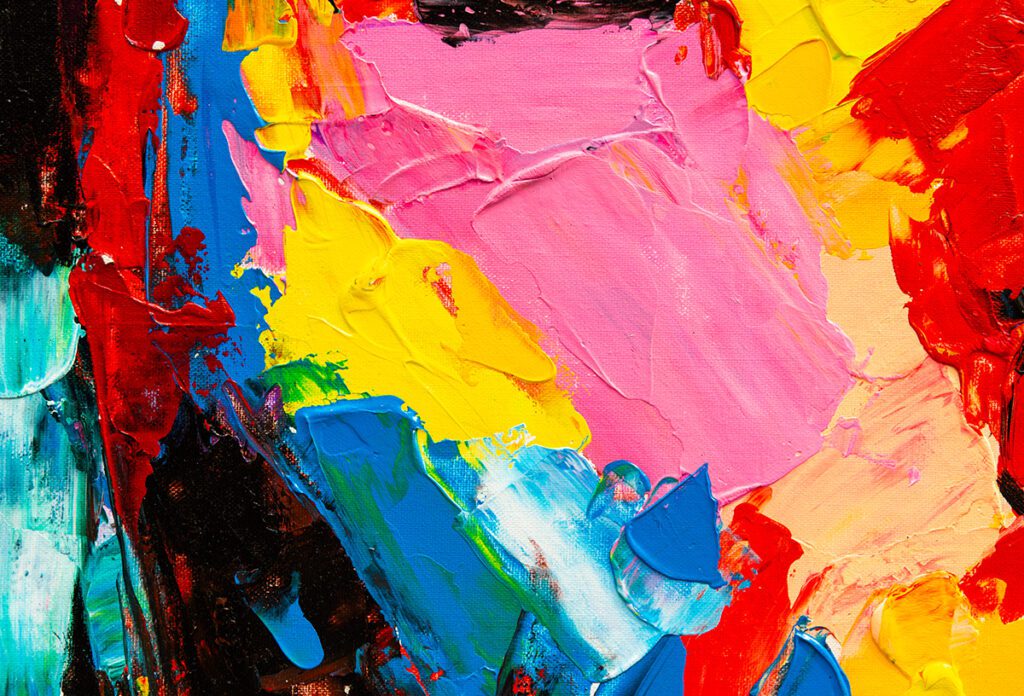 an abstract painting with bright colors